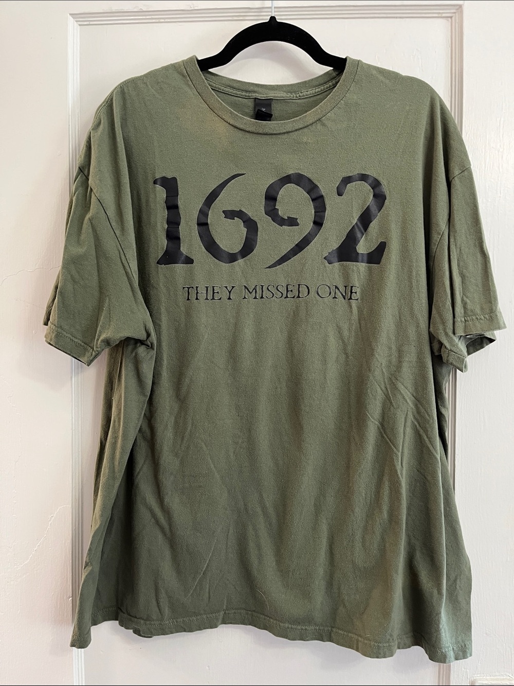Gildan Olive Green Short-Sleeve Tee with Black '1692' Chest Print